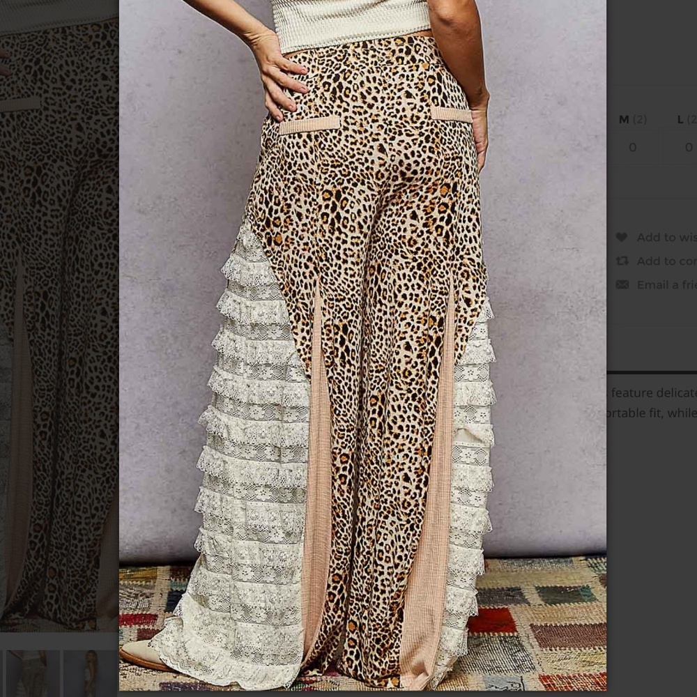 POL Beige and Leopard Print Boot-Cut Jumpsuit Pant - Picture 4 of 10